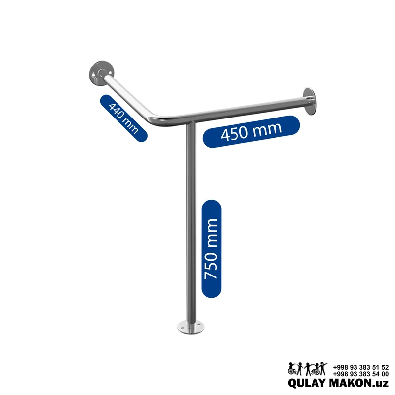 Wall-to-floor support frame for a corner sink — stainless steel