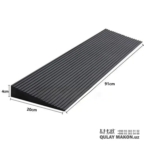 Rezina mobile pandus rampa — kichik o'lchamli (4-6.5cm balandlik, 91cm uzunlik) — Master SKU 3 balandlik variant — PANDUS-RUBBER-MOBILE — 4cm balandlik variant (texnik o'lchov)