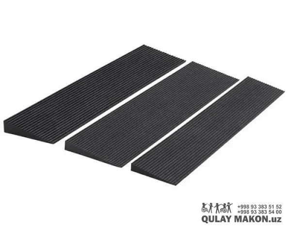 [SAHNA] Rezina mobile pandus rampa — kichik o'lchamli (4-6.5cm balandlik, 91cm uzunlik) — Master SKU 3 balandlik variant — Rezina pandus 3-size komplekt (4cm + 5cm + 6.5cm) — Bundle SKU rezerv