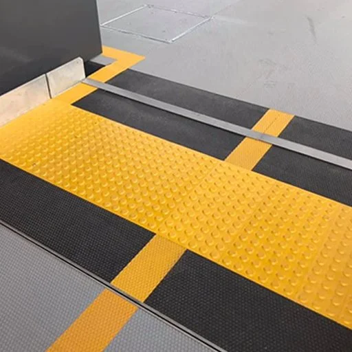 PVC tactile tile — warning cones (yellow, 300×300 mm)