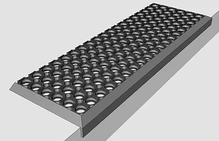 Rubber pad with corner (black, honeycomb) 750x250mm