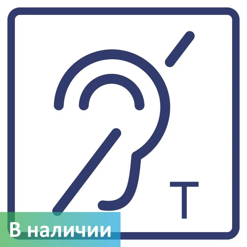 Визуальный знак "Помещение (зона) оборудовано индукционной петлей" ГОСТ Р 521131. ПВХ 3мм