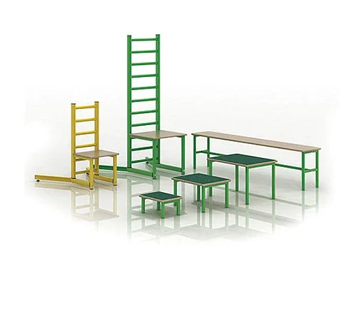 A set of equipment for exercise therapy (chair, bench, bench inserts)