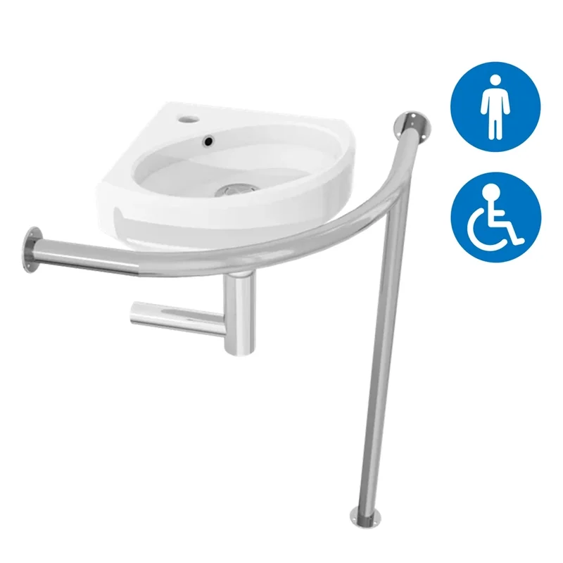 Set: Corner sink for disabled people DS IF35 with handrail 440x490x750 mm (art. 2514, P4824-U)
