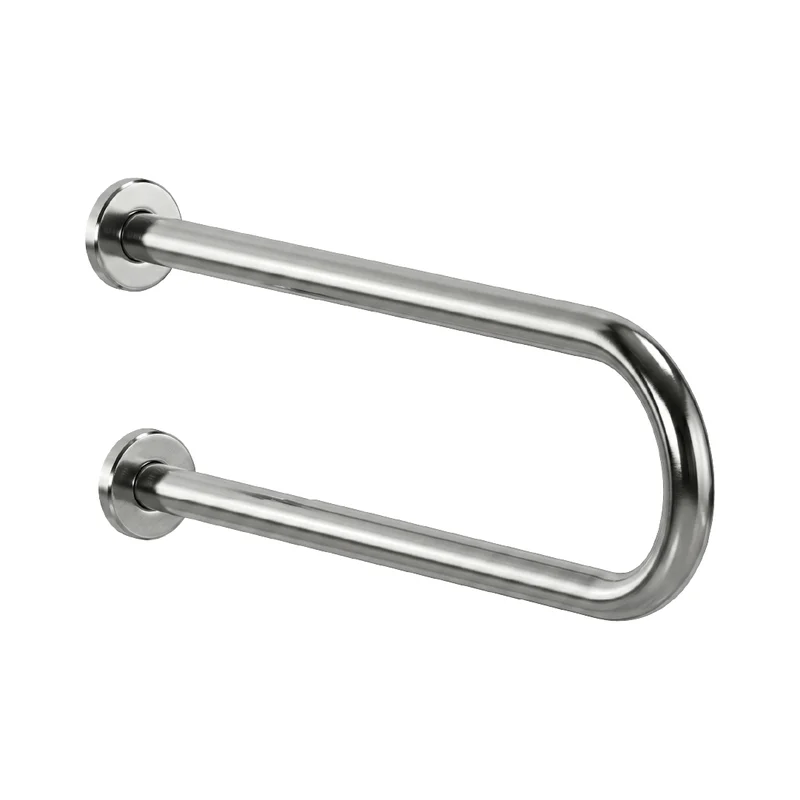 Wall-mounted U-shaped (oval) horizontal grab bar — stainless steel