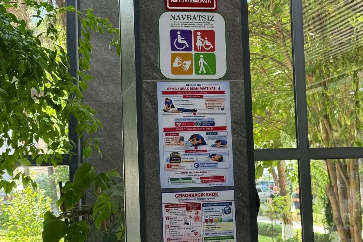 Interior · A “Priority / No queue” sign — indicates the right to out-of-turn service for patients with disabilities and privileged categories.